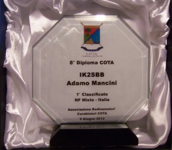 Trofeo 8° Diploma COTA 2012 - IK2SBB Adamo
