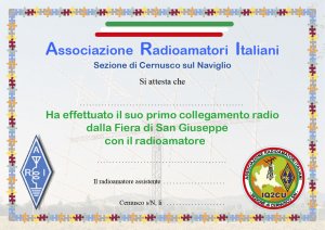 Attestato del "battesimo in radio" rilasciato ad ogni bambino